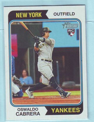  2023 Topps Heritage Oswaldo Cabrera ROOKIE Baseball Card # 135 Yankees