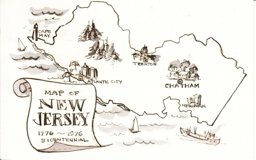 Vintage Postcard Map of New Jersey