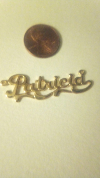 Name plate/ pendant,gold tone metal