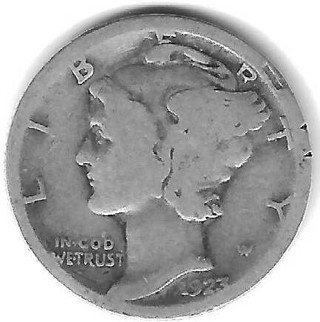 1923 Mercury Dime 90% Silver U.S. 10 Cent Coin