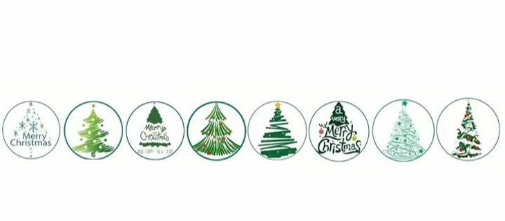 ⛄NEW⭐(8) 1.5" CHRISTMAS TREE STICKERS! ⛄