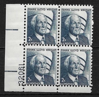 1968 USA Sc1280 Frank Lloyd Wright MNH PB4