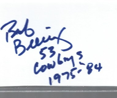 Bob Breunig 1975-84 Dallas Cowboys Auto Autographed Signed Football Index Card