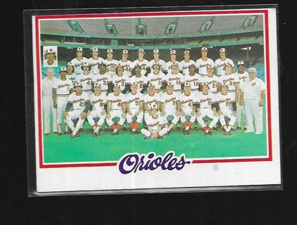 1978 TOPPS ORIOLES TEAM CHECKLIST #96