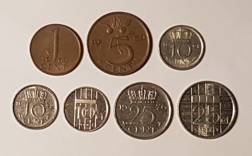 Lot 7 Coin Netherlands 1 cent 5 10 25 cents 1961 1969 1972 1976 1980 1986 2000