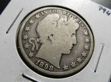 ★★ 1898 BARBER HALF DOLLAR G-VG ★★ **90% SILVER**