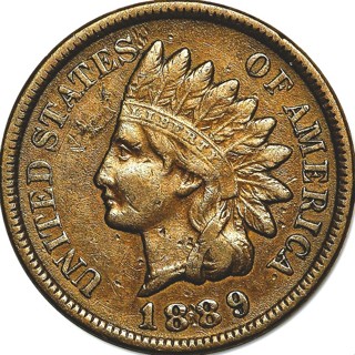 1889 Indian Head Cent, Used Gently, Superior Shape, Insured, Refundable. Ships FREE 