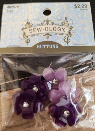 NEW - Sew-Ology - Purple Flower Buttons - 5 in package 