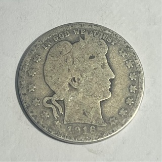 1916 D Barber Silver Quarter 