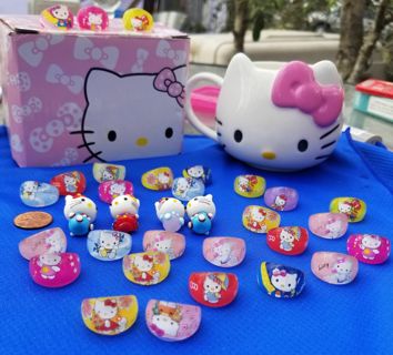 ☆Hello Kitty☆ ~bundle/lot~ceramic cup~28 rings~4 pendants~