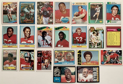 San Francisco 49ERS 1960s 70s 80s 90s Topps, Philadelphia Gum, Fleer Football Cards Lot of 22