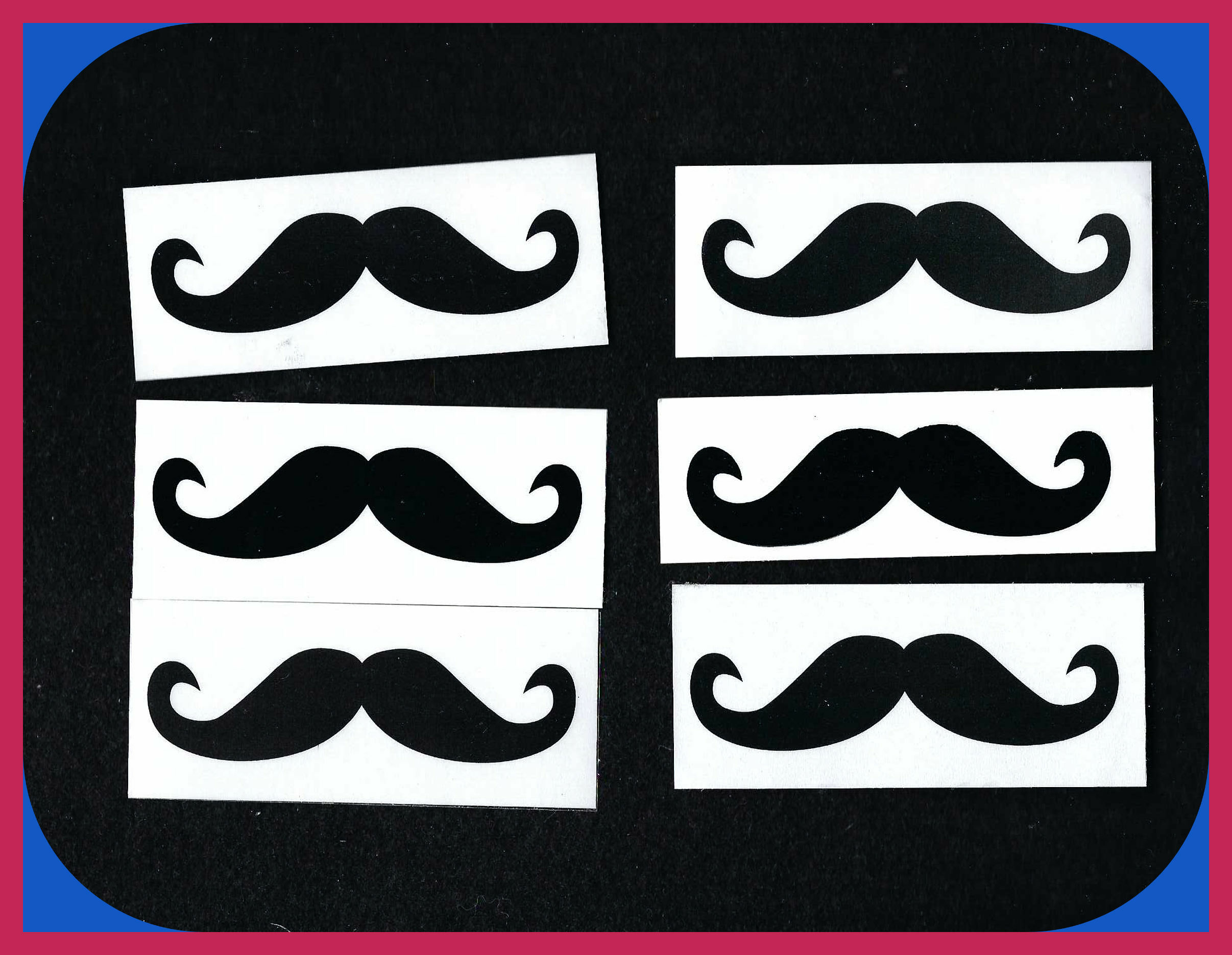 FREE: LARGE Black Mustache Stickers - Costumes, Fun, Letters, 3-1/2 Inch Long, u get 6