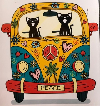 Peace cats and VW van ☮️ - 3 x 4” MAGNET - GIN ONLY