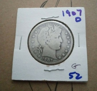 1907-O Barber Half Dollar 90% Silver Coin