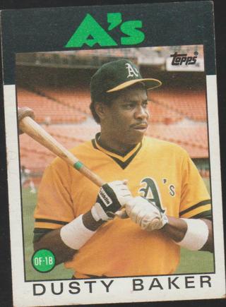 1986 Topps Baseball Dusty Baker #645 Oakland Athletics