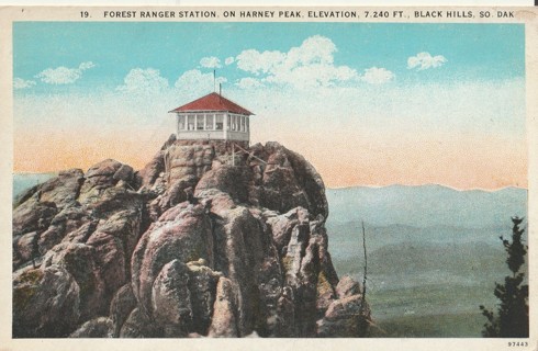 Vintage Unused Postcard: d: Pre Linen: Forest Ranger Station, Harney Peak, Black Hills, SD