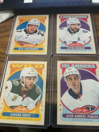 (4)ct 2021-22 OPC Hockey Blank Back Hedman, Soucy, Pageau, Luostarinen