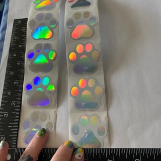 Holo Glitter Reflective rainbow paw print large stickers set of 10 Cute NEW