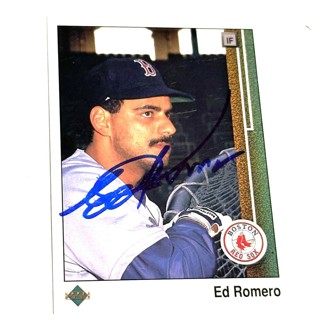 1989 Upper Deck ED ROMERO Autographed Baseball Card #40 RED SOX