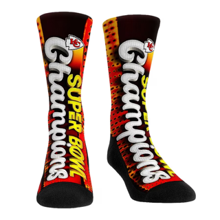 Kansas City Chiefs Rock Em Socks Unisex Super Bowl LVIII Champions Neon Lights Crew Socks Sz L/XL