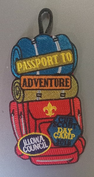 2018 Cub Scout Day Camp, Passport to Adventure, Illowa Council patch with button loop 