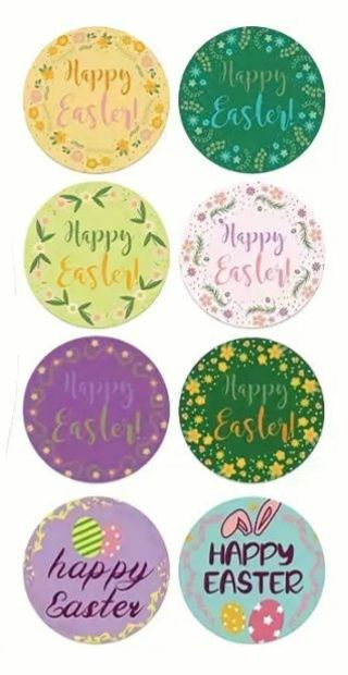 ➡️⭕(8) 1" HAPPY EASTER STICKERS!!