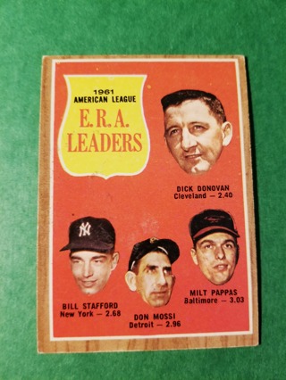 1962 - TOPPS EXMT - NRMT BASEBALL - CARD NO. 55 - A.L. E.R.A. LEADERS