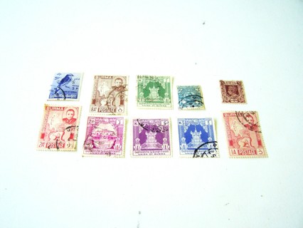 Burma Postage Stamps used set of 10