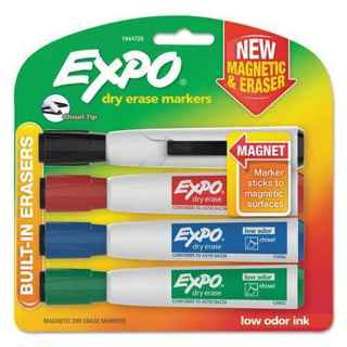 4 NEW in PACK EXPO Magnetic Dry Erase Marker, 4/Pack or GIN= 2 NEW PACKS=8 MARKERS