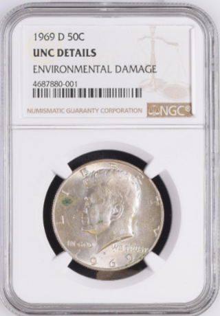 NGC 1969-D Kennedy Half Dollar 40% Silver  Damage 