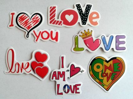 Six Love Themed Stickers