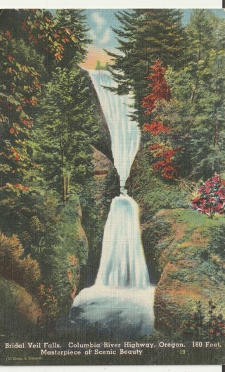 Vintage Used Postcard: c: 1953 Bridal Veil Falls, OR