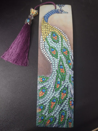 Handmade Leather Bookmark - Peacock