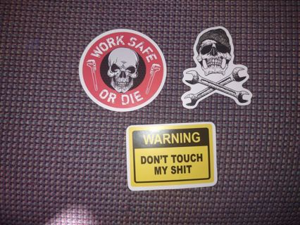 Skeleton ,Work Safe hard hat / tool box vinyl Adult stickers Xbox PS4