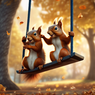 Listia Digital Collectible: Squirrels Happily Swinging