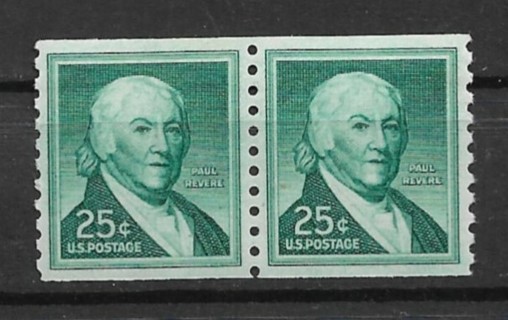 1965 Sc1059A 25¢ Paul Revere MNH coil pair.