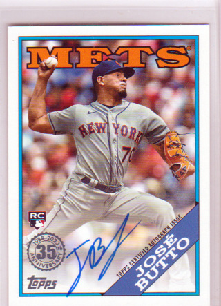 Jose Butto, 2023 Topps AUTOGRAPHED ROOKIE Baseball Card #88BA-JB, New York Mets, (L5