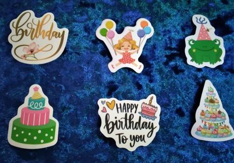 6 - "HAPPY BIRTHDAY CELEBRATION" STICKERS 1 free Sticker with win!!