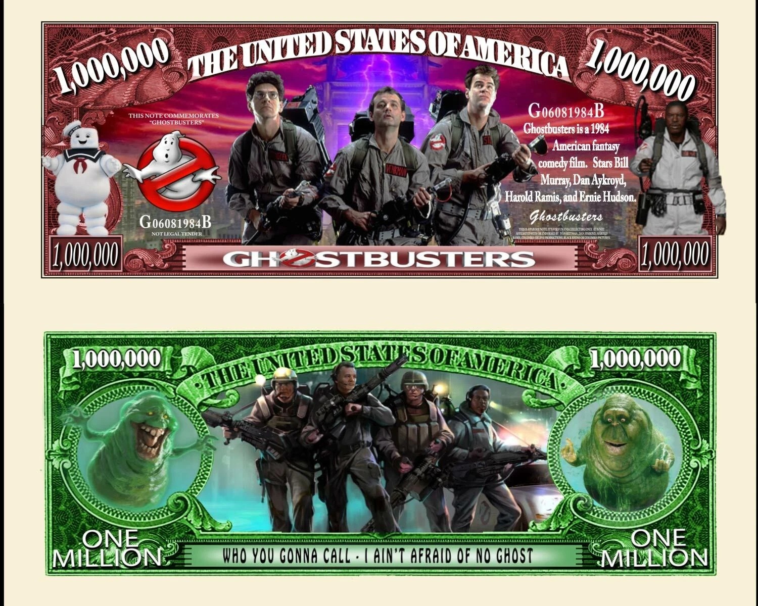 Free: GhostBusters Million Dollar Bill Play Funny Money Novelty Note