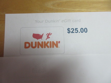 $25 Dunkin Donuts Gift Card