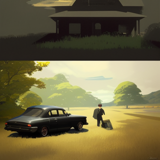 Listia Digital Collectible: Vintage black car going back home