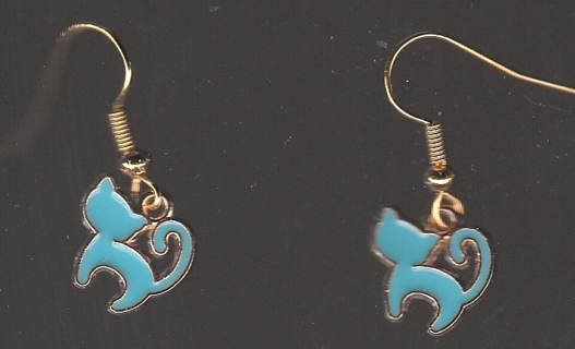 GP ENAMEL BLUE CAT EARRINGS Lot 3 (PLEASE READ DESCRIPTION) 