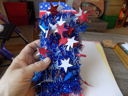 Patriotic tinsel star garland NIP # 1