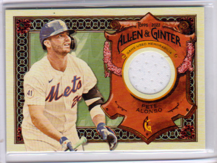 Pete Alonso, 2022 Topps Allen & Ginter Relic Card #AGRA-PA, New York Mets, (L3)