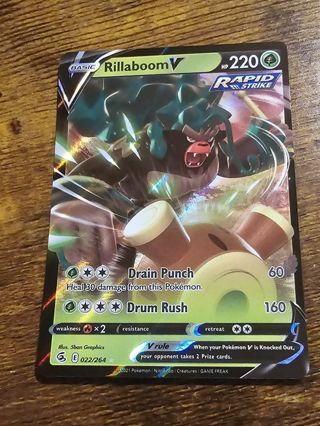 Pokemon Rillaboom V holo rare card 022/264