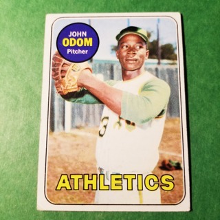 1969 - TOPPS BASEBALL CARD NO. 195 - JOHN ODOM - A'S