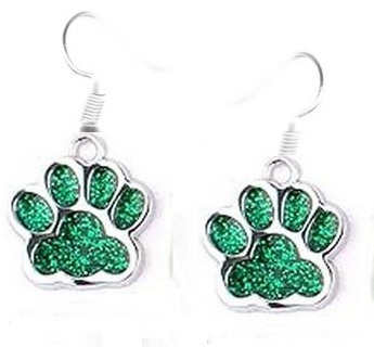 SP Green Enamel Glitter Dog Paw Earrings #2 (PLEASE READ DESCRIPTION)