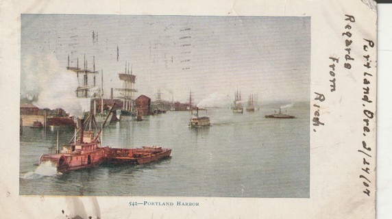 Vintage Used Postcard: Y: 1907 Portland Harbor