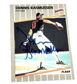 Autographed 1989 Fleer Dennis Rasmussen #314 San Diego Padres Baseball Card