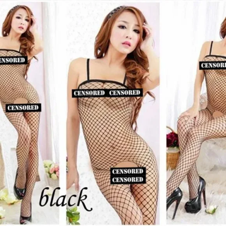 [NEW] WOMEN'S COSTUME OUTFIT STRETCHY MESH NET BODY STOCKING 1-PIECE (BLACK)